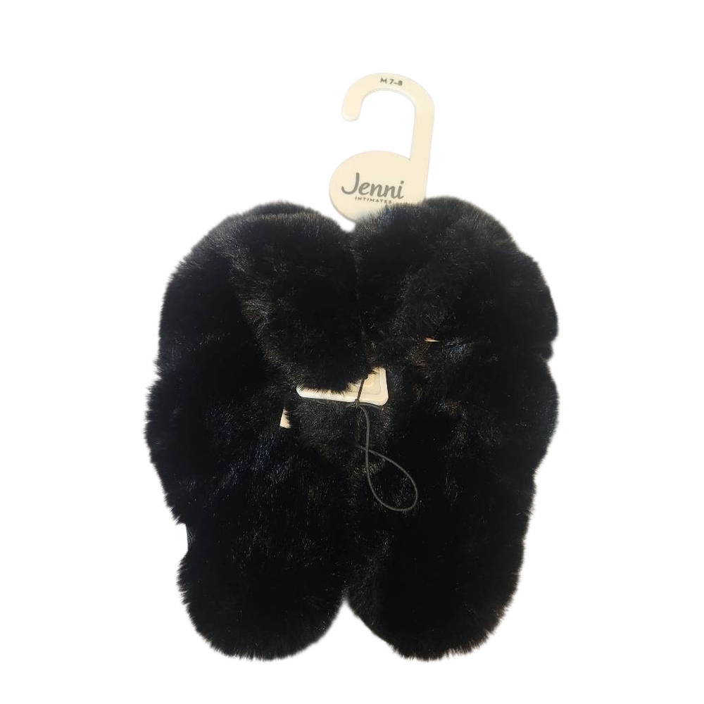 Jenni Plush Black Slippers Size Medium